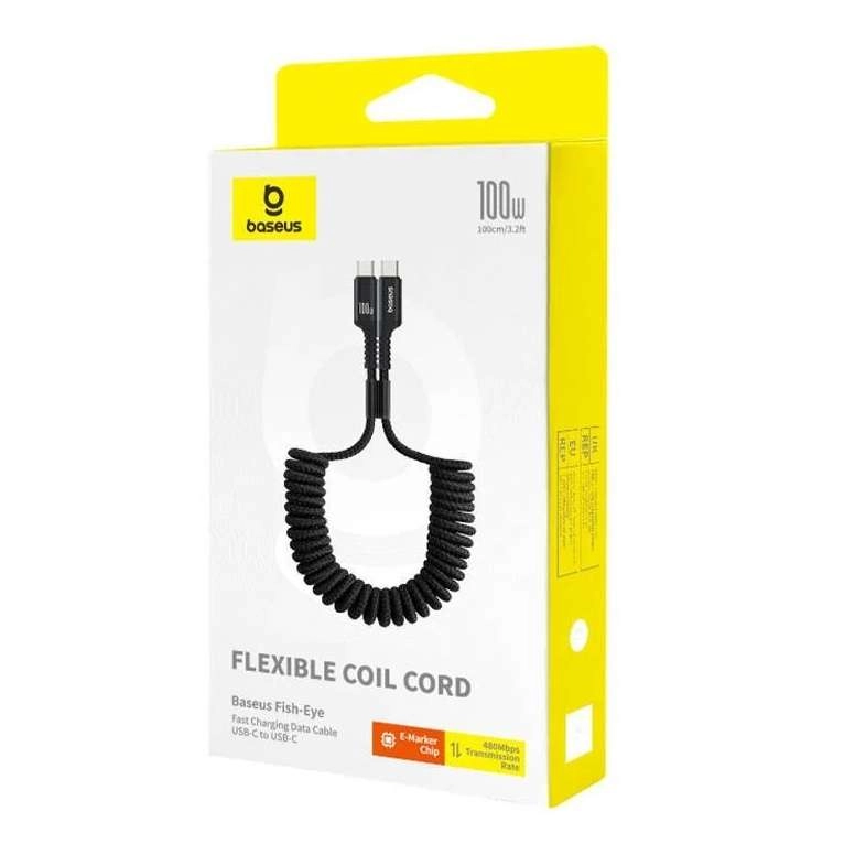 Cáp sạc nhanh lò xo Baseus PD 100W USB-C to USB-C Fish-Eye Cáp sạc nhanh lò xo Baseus PD 100W USB-C to USB-C Fish-Eye